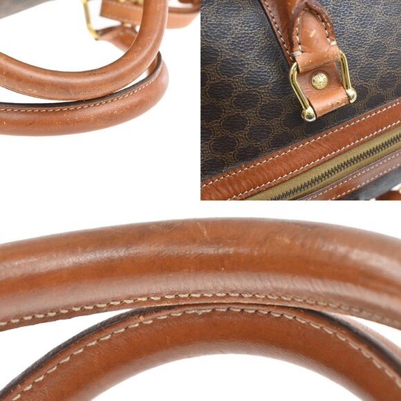 CELINE Logo Macadam Pattern Travel Hand Bag PVC Leather Brown GHW Italy - Picture 12 of 14